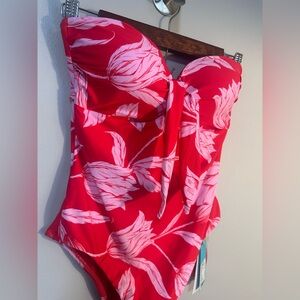 Seafolly Fleur de Bloom Swimsuit Removable Straps Tropical Pink Chili Red- Sz 6